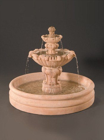 Tiered garden fountain with 46 inch basin