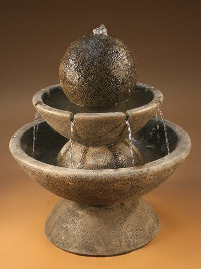 Short tiered garden fountain with a zen design