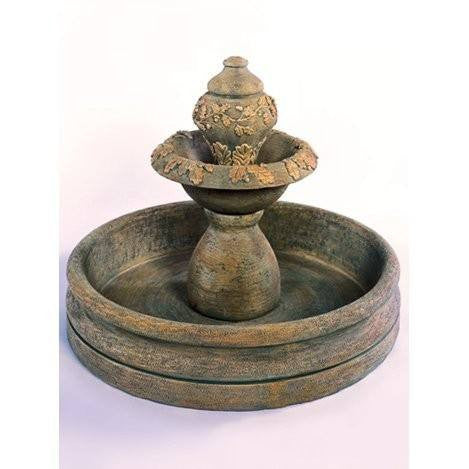 Outdoor water fountain featuring an oak finish and a 46 inch basin