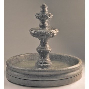 Tiered outdoor water fountain with a large basin