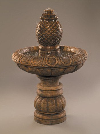 Short garden fountain with extra large pineapple finial