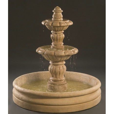 Tiered garden fountain with 46 inch basin