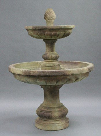 Image of a two tier outdoor water fountain in a Mediterranean style