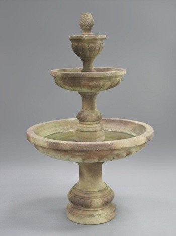 Outdoor water fountain with multiple tiers in a Mediterranean style