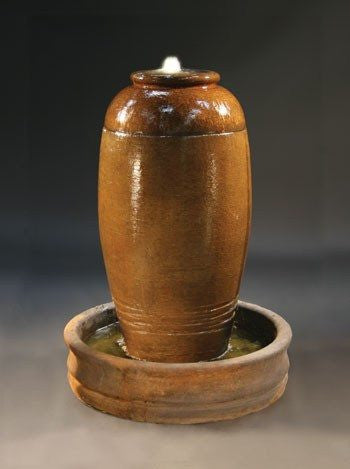 Cast stone garden fountain with urn design