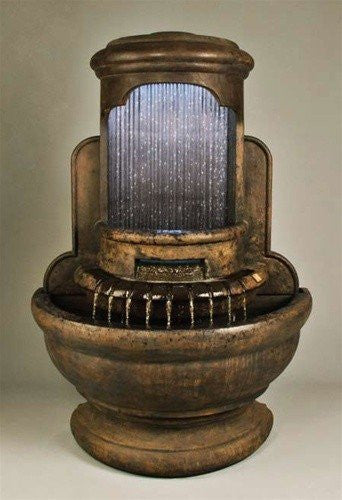 Outdoor wall water fountain with falling diamonds design