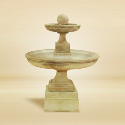 Two tier outdoor water fountain